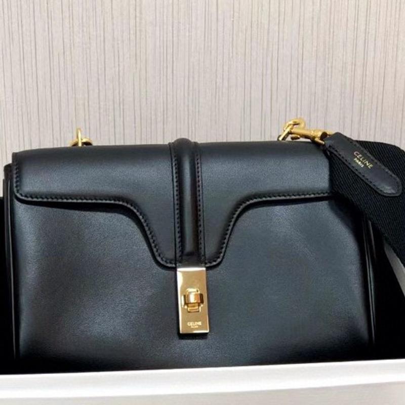 Celine Shoulder Handbag 196853 Plain Black